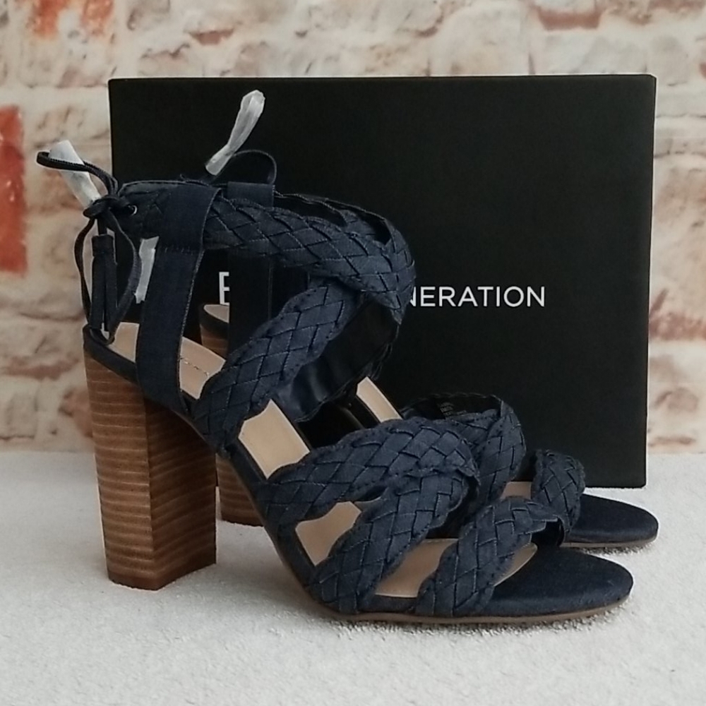 New BCBGENERATION Ledina Sandwash Denim Sandals